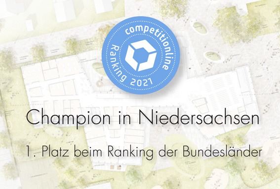 Wir sind das erfolgreichste Architekturbüro in Niedersachen beim competitionline Ranking 2021!